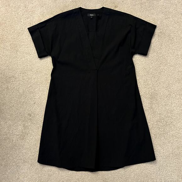 Theory Women´s Black Everyday V Shift Stretch Cotton Minimalist Dress Size P - Picture 2 of 10